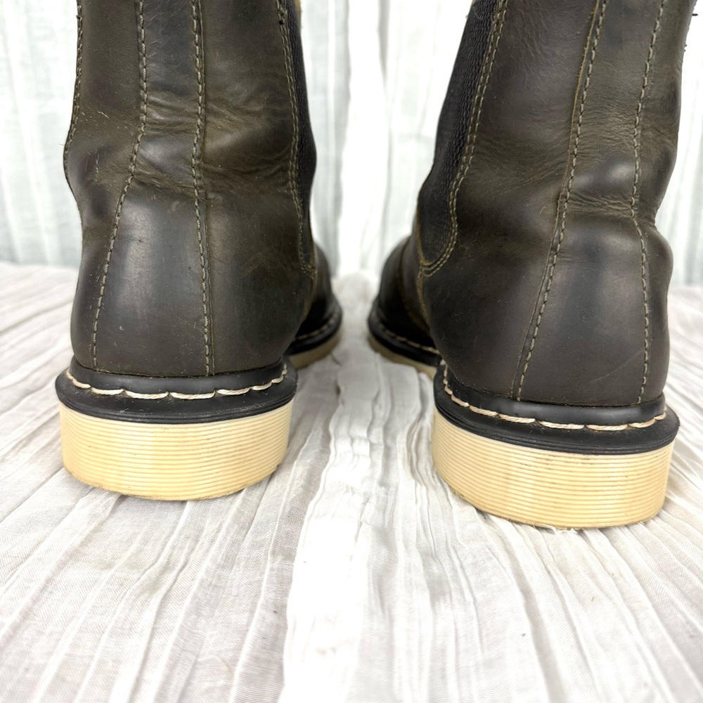 Dr. Martens Arbor Steel Toe Chelsea Work Boots Dark Olive Brown Leather Airwalk - Picture 9 of 15